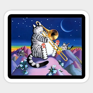 B kliban cat - cat plays saxophone Sticker